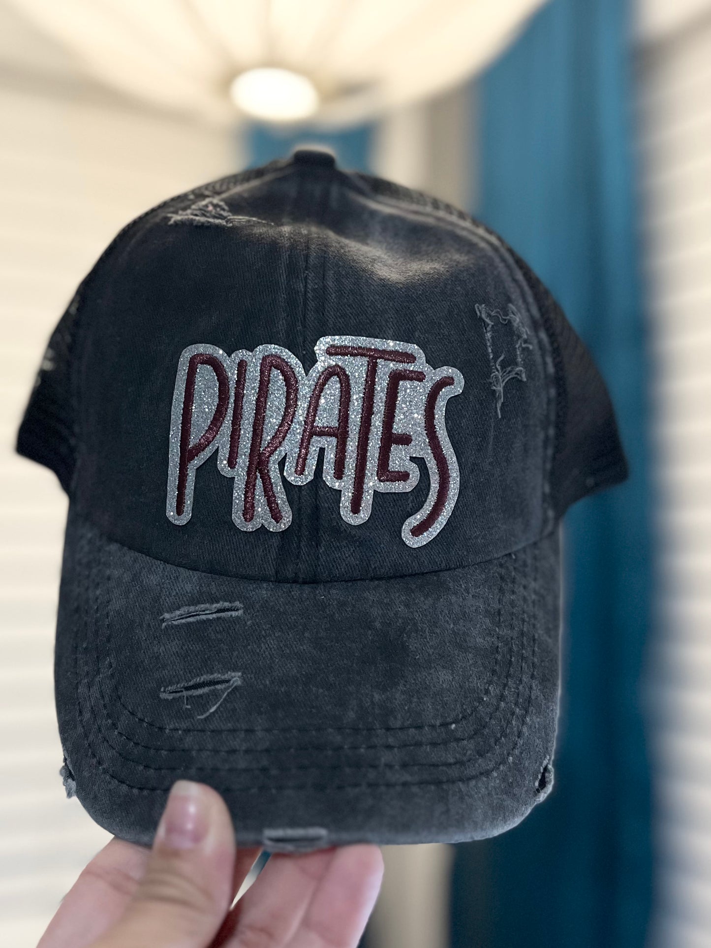 Black Sparkle Pirate Hat