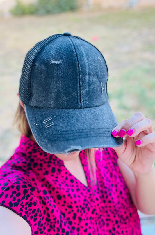 Distressed Criss Cross Cap