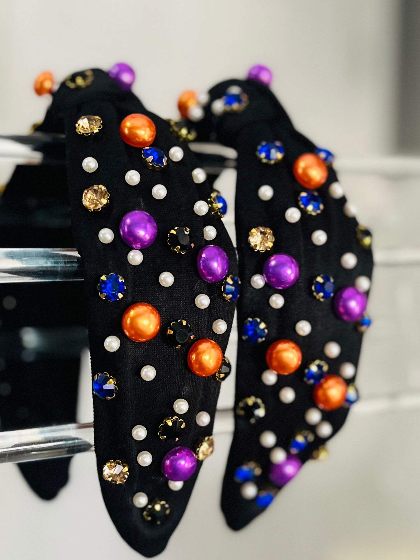 Black & Colorful Pearls Headband