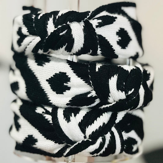 Black and White Heart Headband