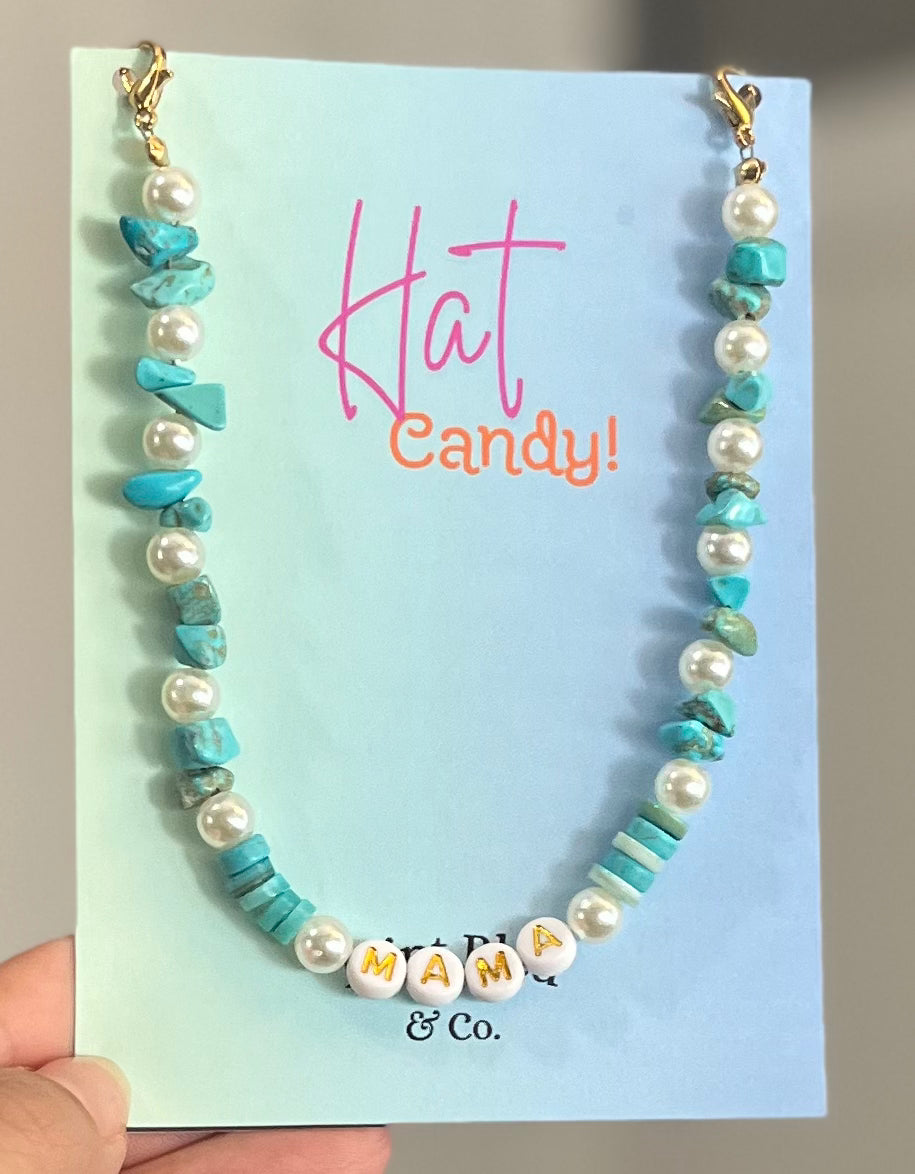 Turquoise and Pearls Mama Hat Chain