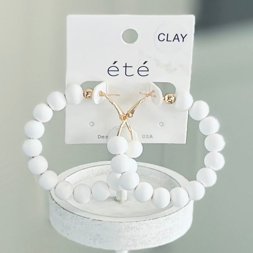 Pure White Clay Hoops