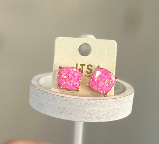 Glitter Pink Studs