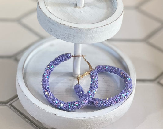 Lavender Glitter Hoops