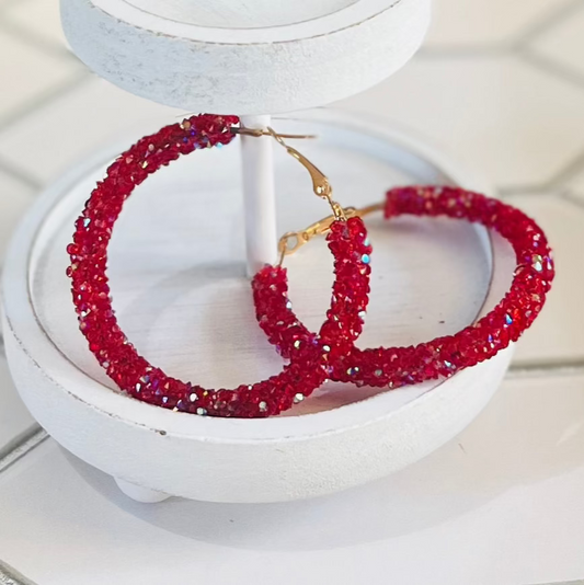 Red Glitter Hoops