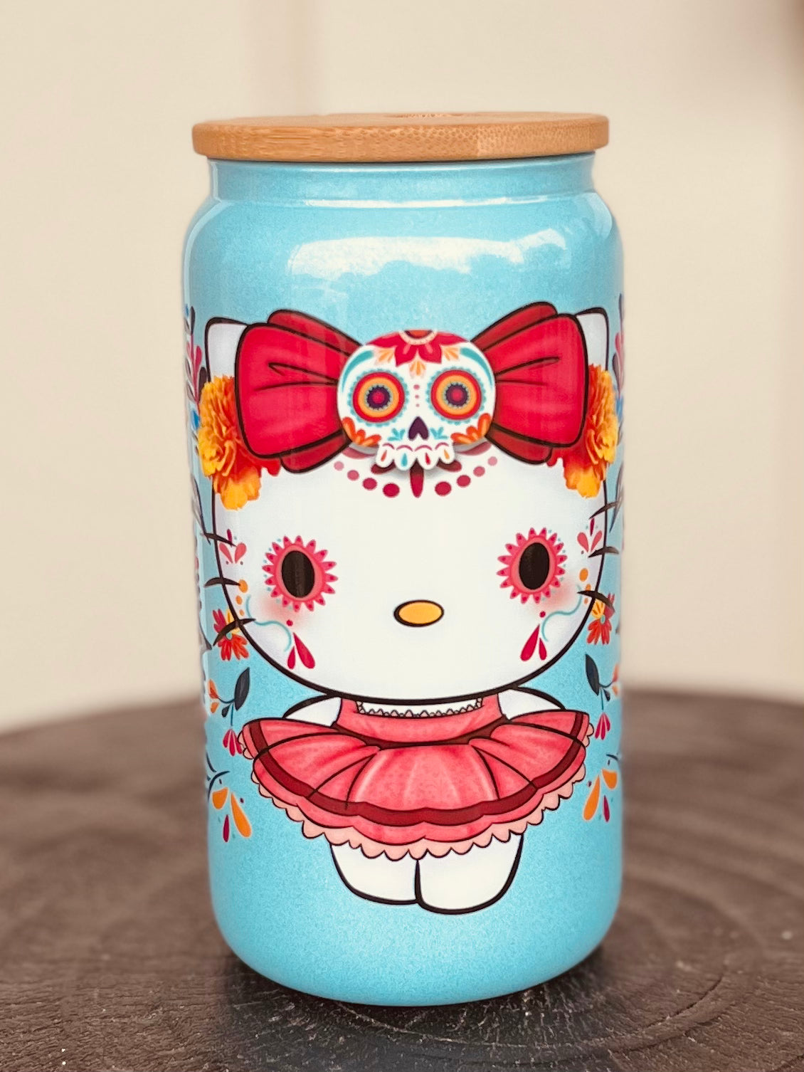 HK sugar skull glass cup