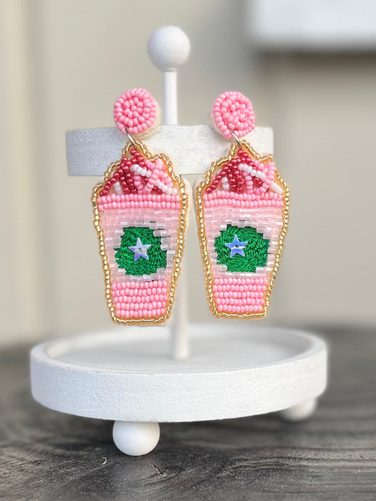 Pink Coffee bead earrings