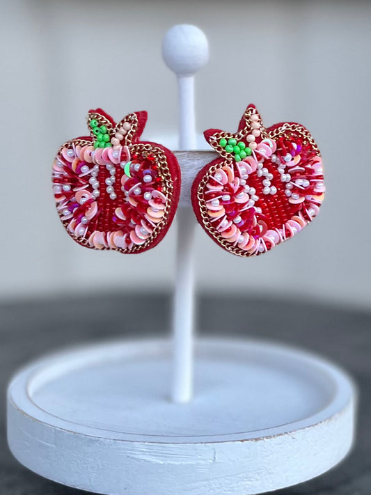 Apple beaded earrings