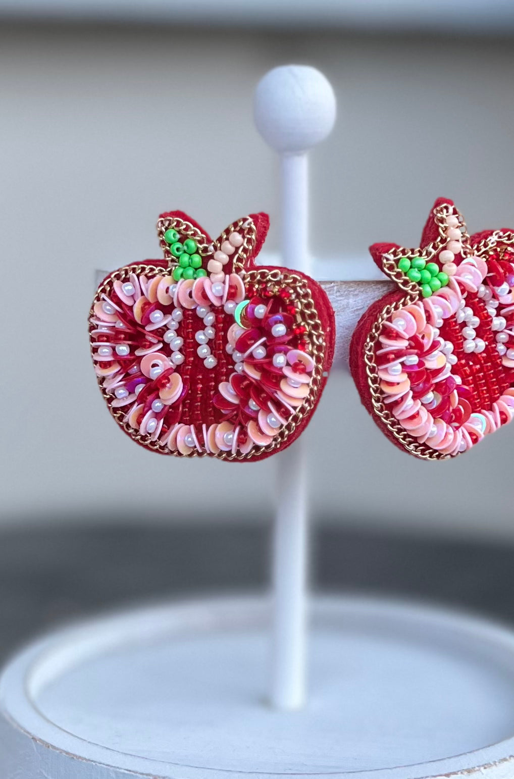 Apple beaded earrings