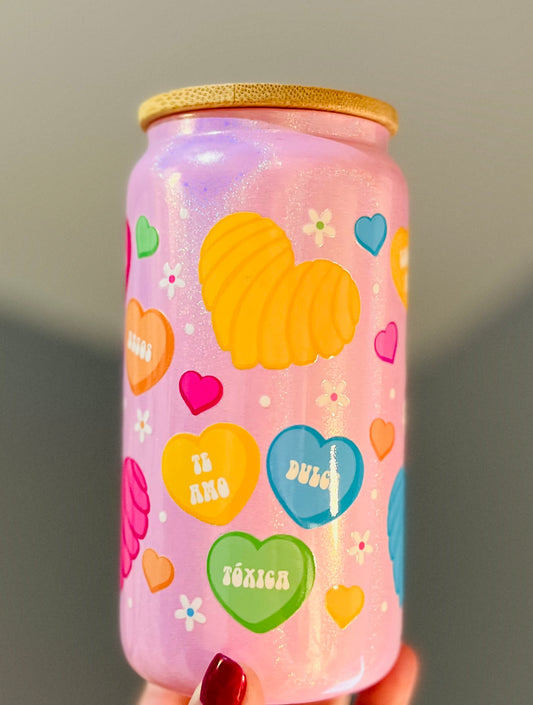 Spanish Conversation Hearts cup