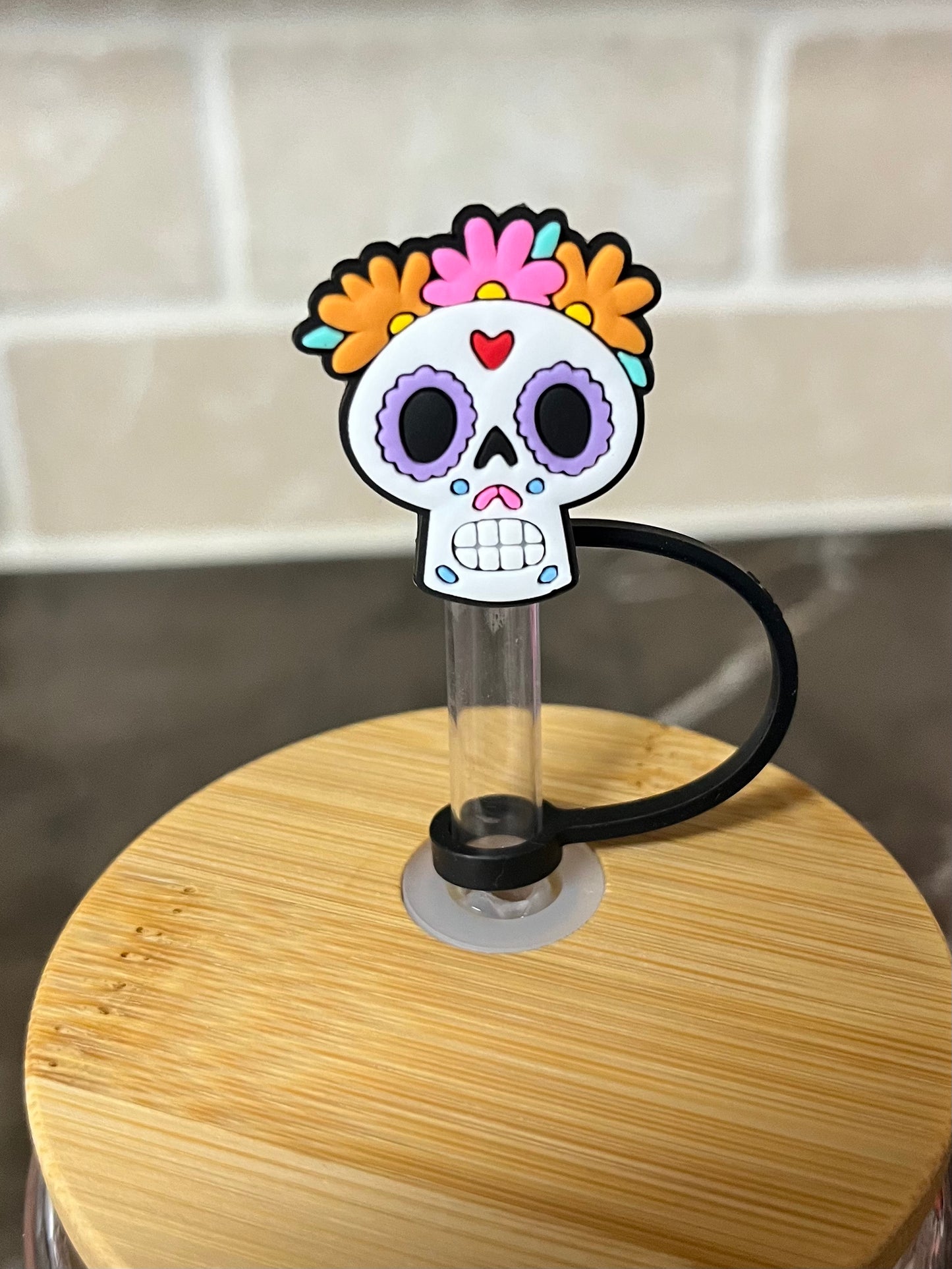 Sugar Skull Straw Topper