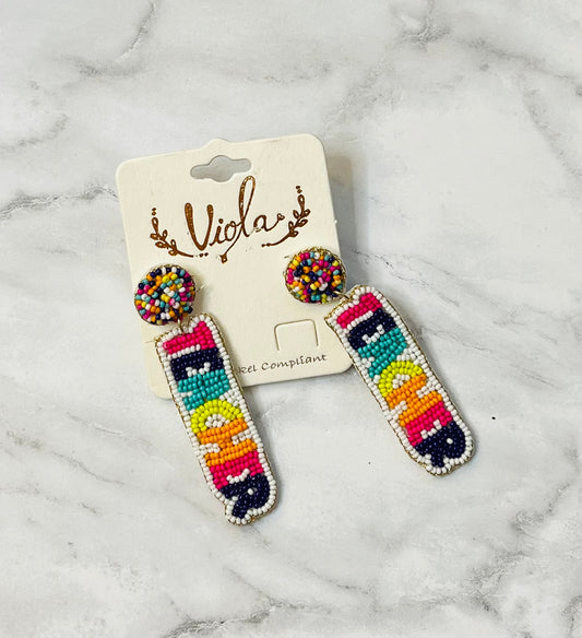 Colorful Beaded Teacher earrings