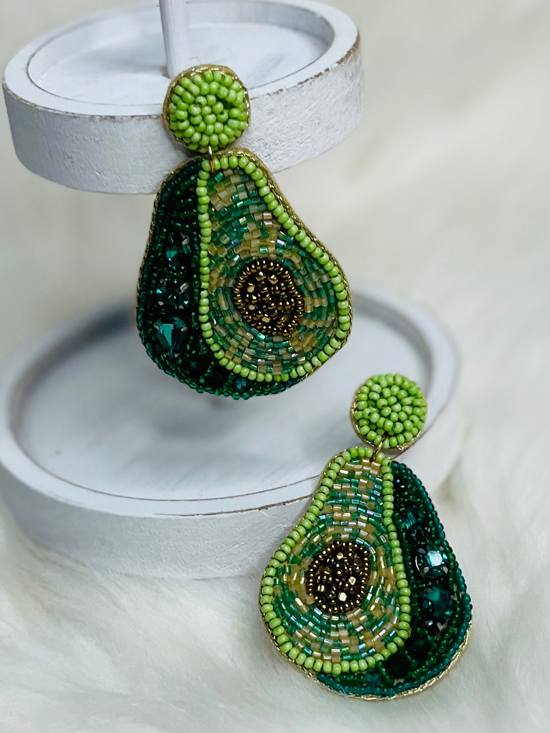 Avocado Beaded Earrings