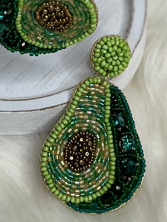 Avocado Beaded Earrings