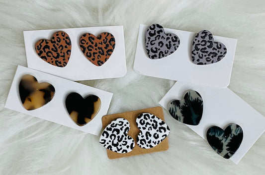 Leopard Assorted Heart studs