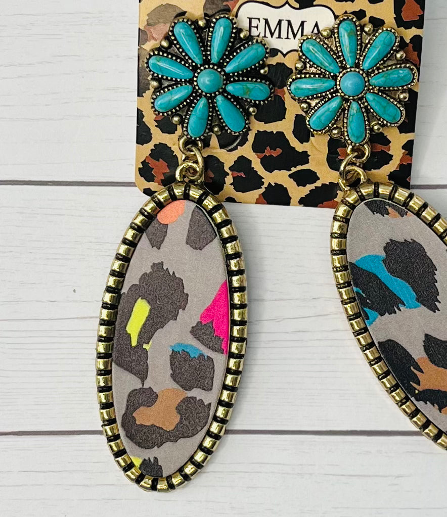 Rainbow Leopard Earrings