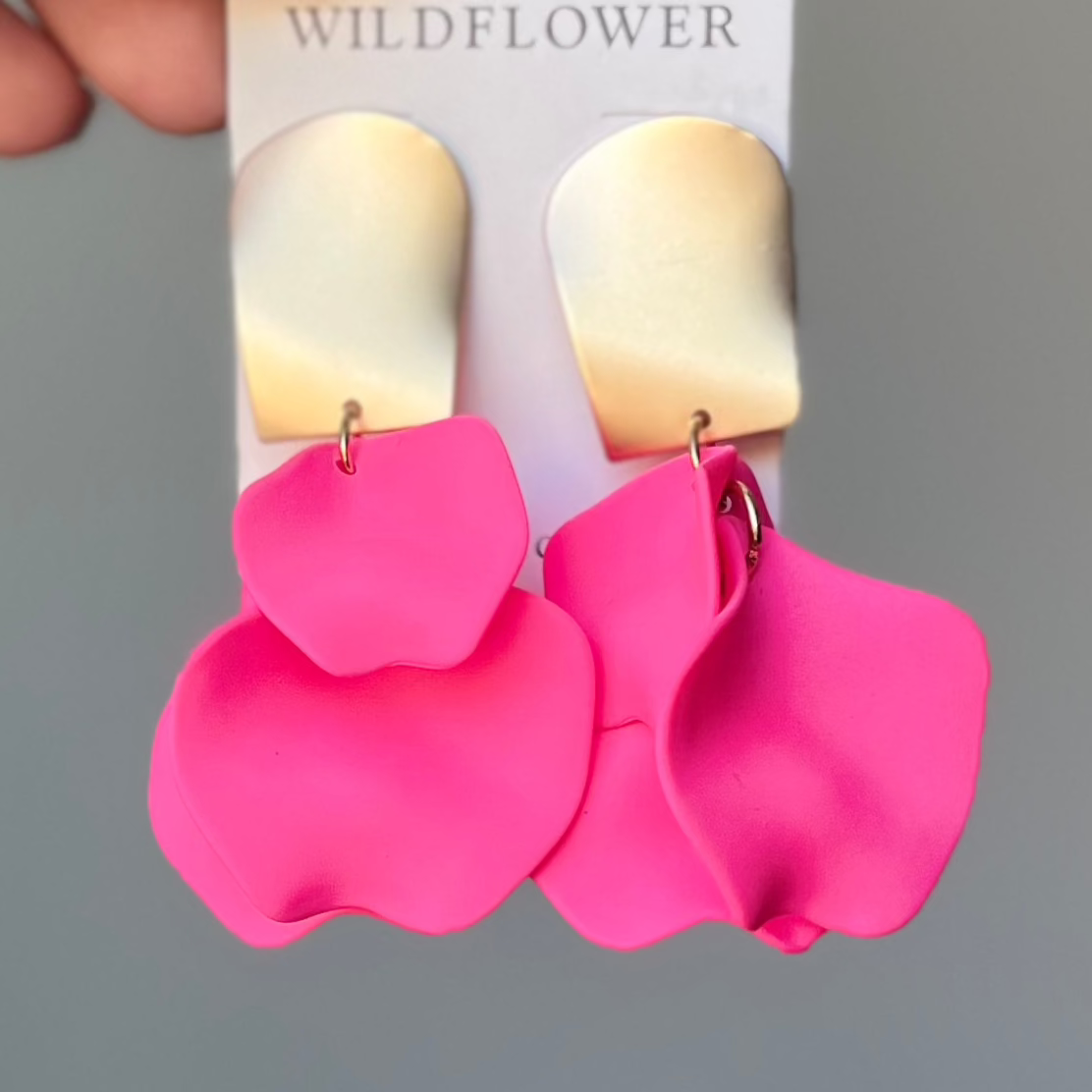 Pink Flower Petal Earrings