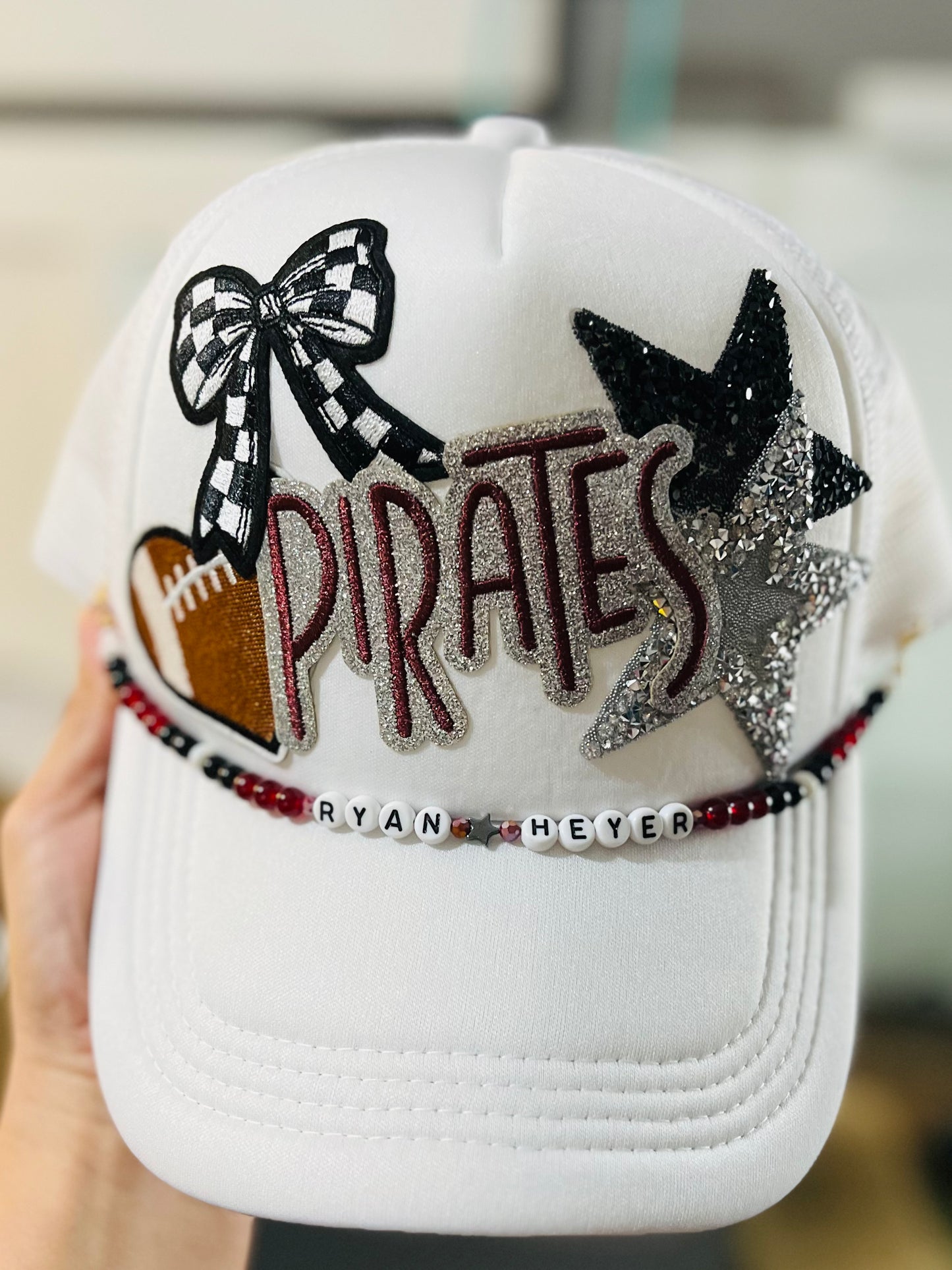 Pirates Football Heart Trucker Hat