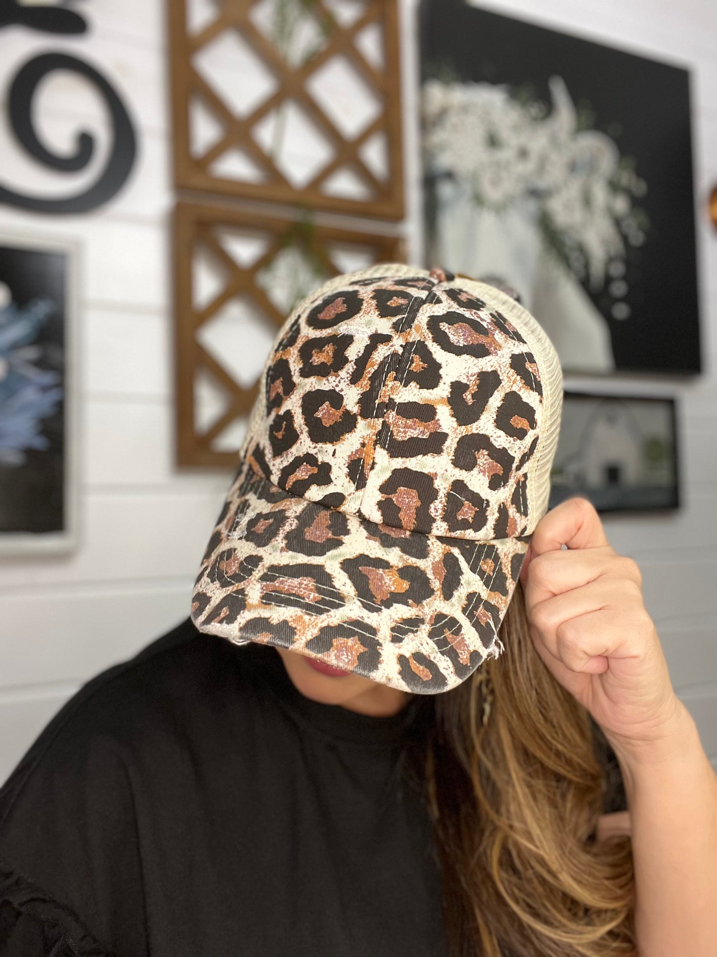 Criss Cross Leopard Cap