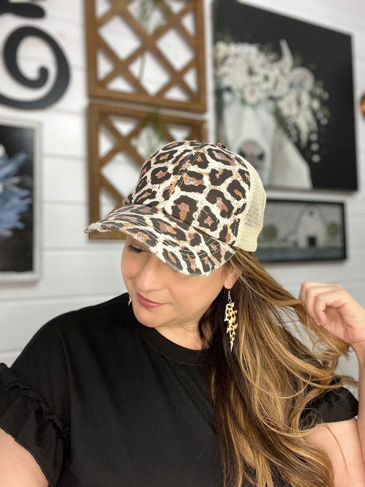 Criss Cross Leopard Cap